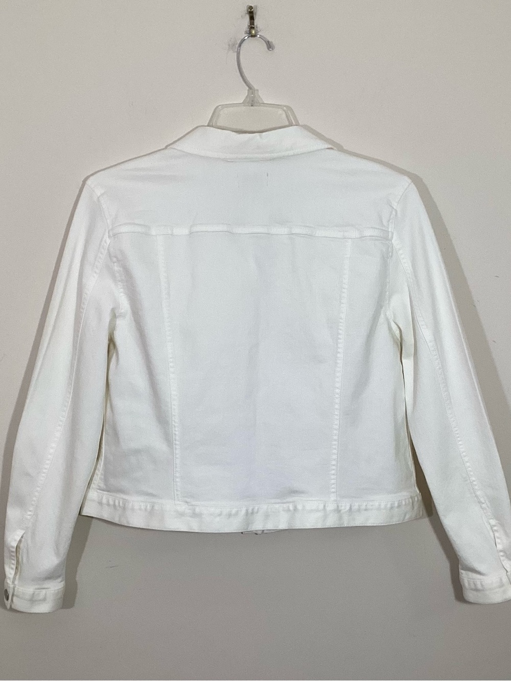 LOFT XL White Cotton Denim Jean Jacket - Button-Front Long Sleeve - Picture 6 of 8